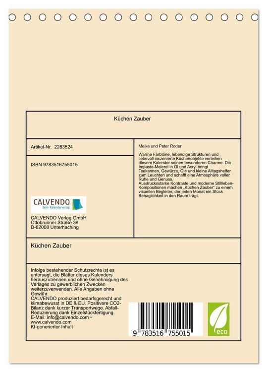 Produktbild: K&uuml;chen Zauber (Tischkalender 2027 DIN A5 hoch), CALVENDO Monatskalender