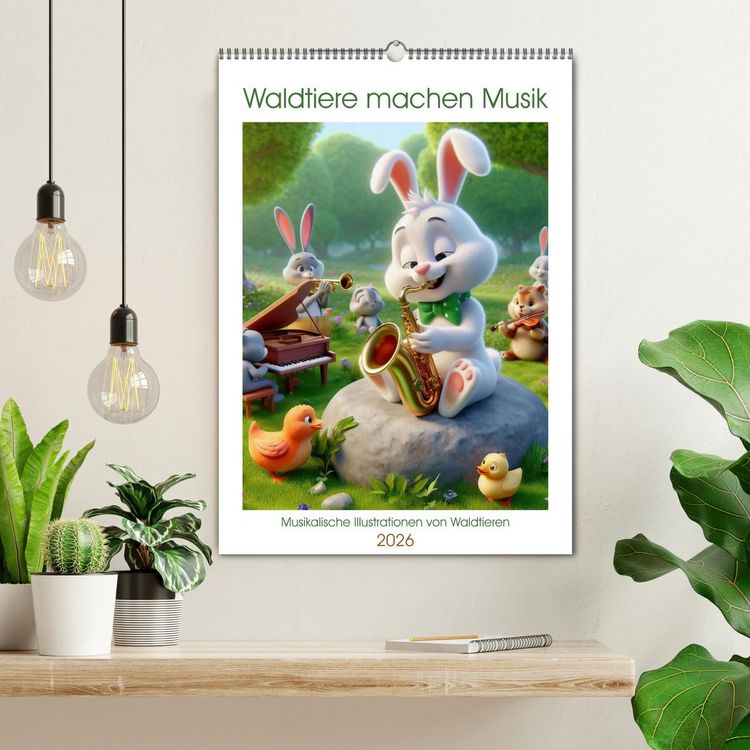 Produktbild: Waldtiere machen Musik (Wandkalender 2026 DIN A2 hoch), CALVENDO Monatskalender
