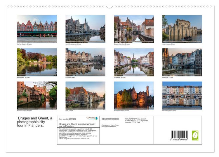 Produktbild: Bruges and Ghent, a photographic city tour in Flanders. (High Quality Premium Wall Calendar 2026 DIN A2 landscape),CALVENDO 12 Month Wall Calendar
