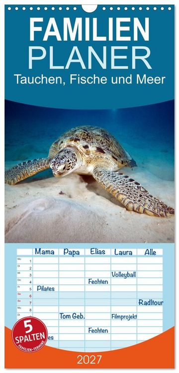 Produktbild: Familienplaner 2027 - Tauchen, Fische und Meer mit 5 Spalten (Wandkalender, 21 x 45 cm) CALVENDO