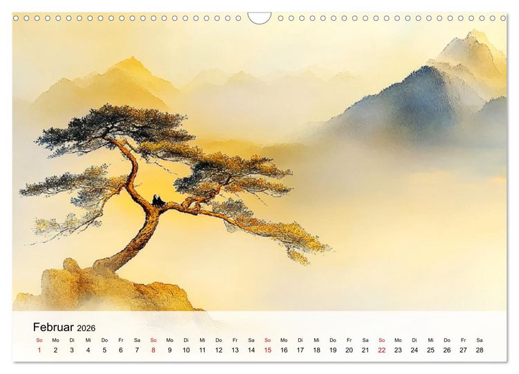 Produktbild: Japan. Eine k&uuml;nstlerische Reise im Aquarellstil (Wandkalender 2026 DIN A3 quer), CALVENDO Monatskalender