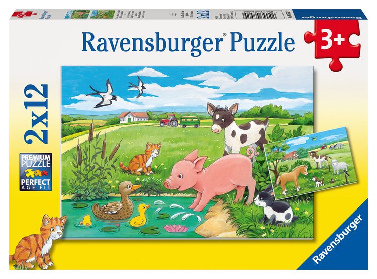 Produktbild: Puzzle Ravensburger Tierkinder auf dem Land 2 X 12 Teile