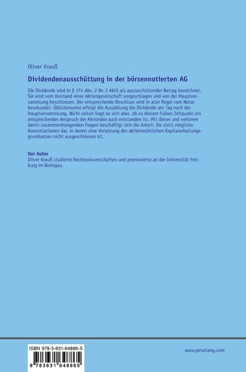 Produktbild: Dividendenaussch&uuml;ttung in der b&ouml;rsennotierten AG