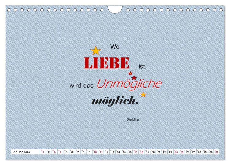Produktbild: Zitate und Spr&uuml;che In Sachen LIEBE (Wandkalender 2026 DIN A4 quer), CALVENDO Monatskalender