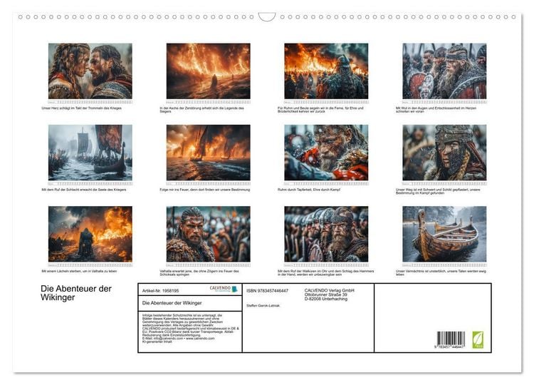 Produktbild: Die Abenteuer der Wikinger (Wandkalender 2026 DIN A2 quer), CALVENDO Monatskalender