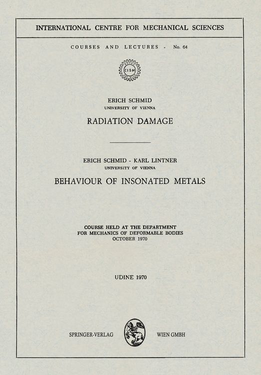 Produktbild: Radiation Damage. Behaviour of Insonated Metals