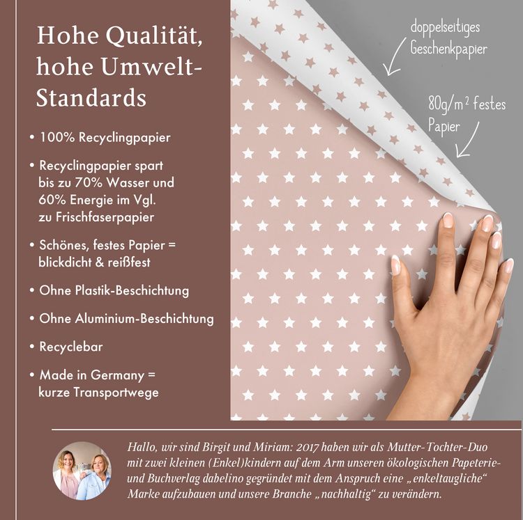 Produktbild: Geschenkpapier-Set Sterne (hell-rosa, wei&szlig;)