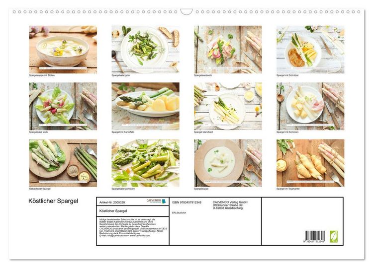 Produktbild: K&ouml;stlicher Spargel (Wandkalender 2026 DIN A2 quer), CALVENDO Monatskalender