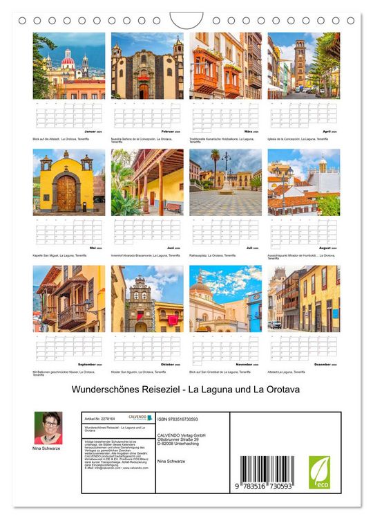 Produktbild: Wundersch&ouml;nes Reiseziel - La Laguna und La Orotava (Wandkalender 2026 DIN A4 hoch), CALVENDO Monatskalender