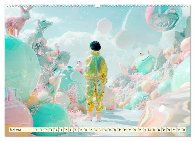 Produktbild: Figuren in einer bunten Welt - Im Anime-Stil (hochwertiger Premium Wandkalender 2026 DIN A2 quer), Kunstdruck in Hochglanz