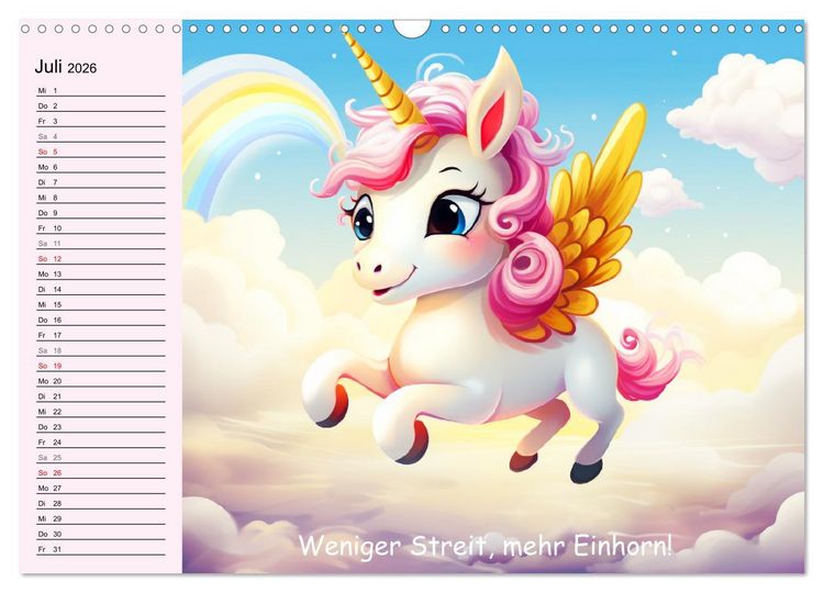 Produktbild: Unicorns! Lustige Einh&ouml;rner. Witzige Einhornspr&uuml;che und Weisheiten (Wandkalender 2026 DIN A3 quer), CALVENDO Monatskalender