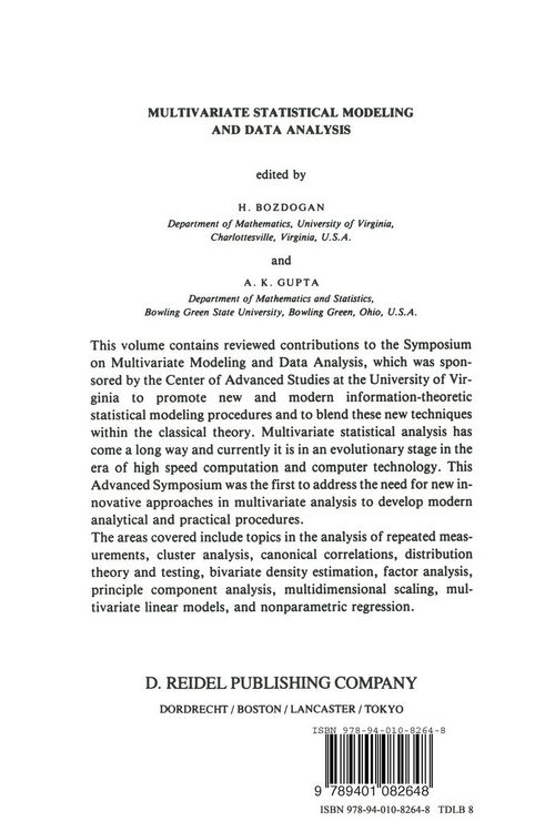 Produktbild: Multivariate Statistical Modeling and Data Analysis