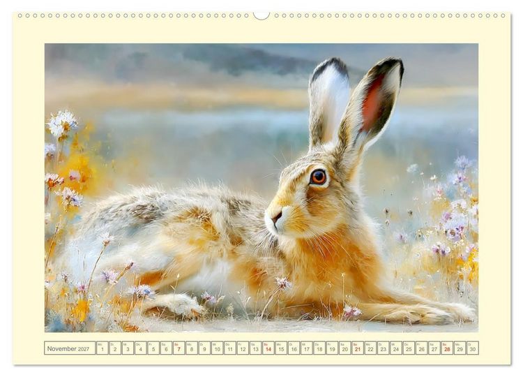 Produktbild: Wildhasen. Meister der Tarnung in offener Feldflur (hochwertiger Premium Wandkalender 2027 DIN A2 quer), Kunstdruck in Hochglanz