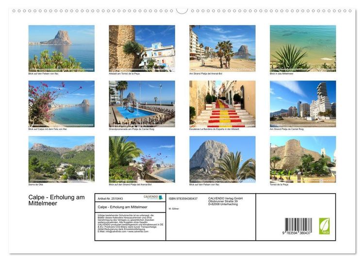 Produktbild: Calpe - Erholung am Mittelmeer (hochwertiger Premium Wandkalender 2027 DIN A2 quer), Kunstdruck in Hochglanz