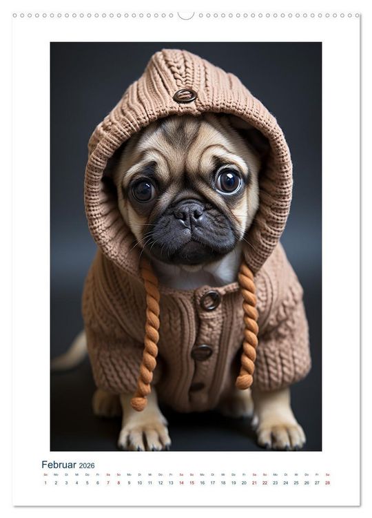 Produktbild: Der kleine Mops (Wandkalender 2026 DIN A2 hoch), CALVENDO Monatskalender