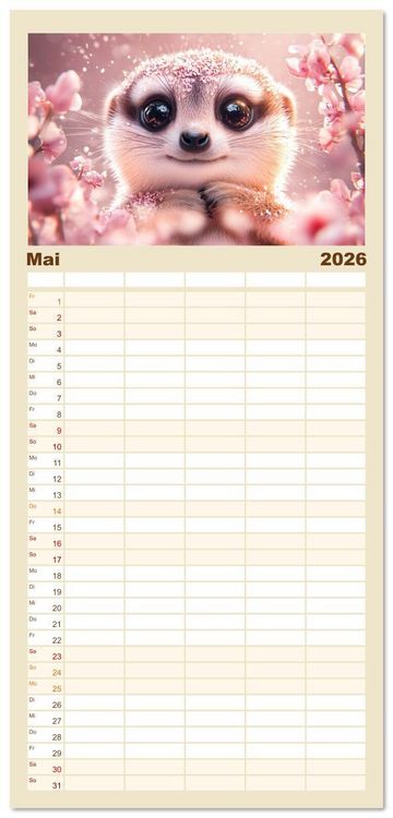 Produktbild: Familienplaner 2026 - Augen wie Kn&ouml;pfe mit 5 Spalten (Wandkalender, 21 x 45 cm) CALVENDO