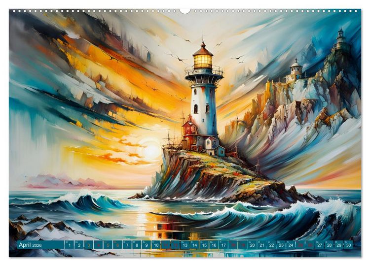 Produktbild: Einsame W&auml;chter Leuchtt&uuml;rme (hochwertiger Premium Wandkalender 2026 DIN A2 quer), Kunstdruck in Hochglanz