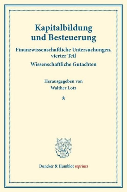 Produktbild: Kapitalbildung und Besteuerung.