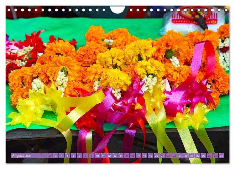 Produktbild: Asien - Farbenfrohe Blumenketten (Wandkalender 2026 DIN A4 quer), CALVENDO Monatskalender