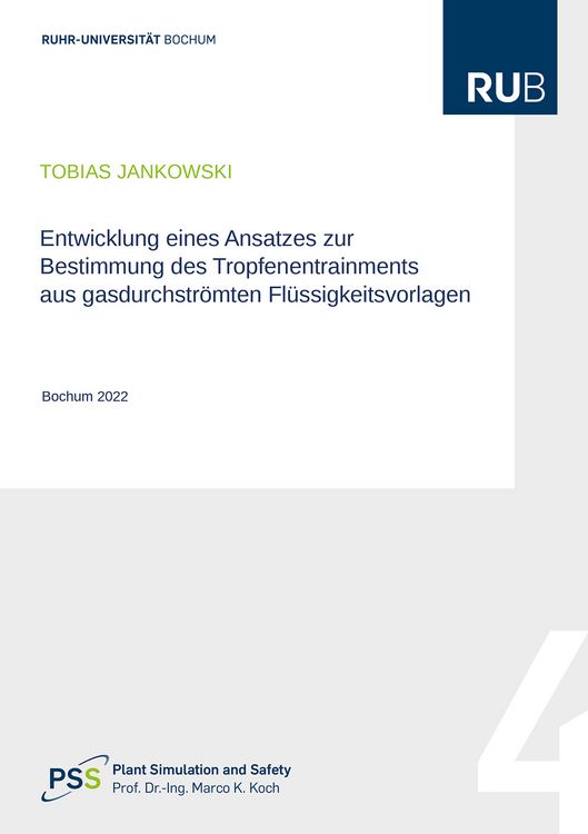 Produktbild: Entwicklung eines Ansatzes zur Bestimmung deTropfenentrainments aus gasdurchstr&ouml;mten Fl&uuml;ssigkeitsvorlagen