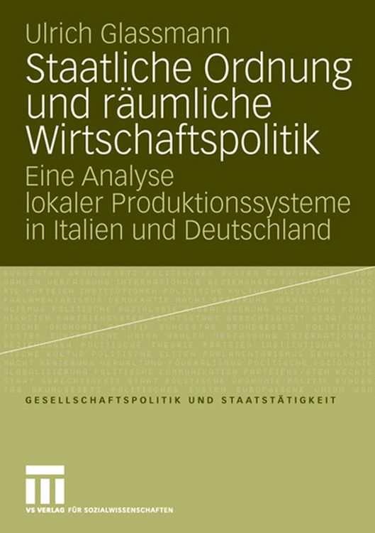 Produktbild: Staatliche Ordnung und r&auml;umliche Wirtschaftspolitik