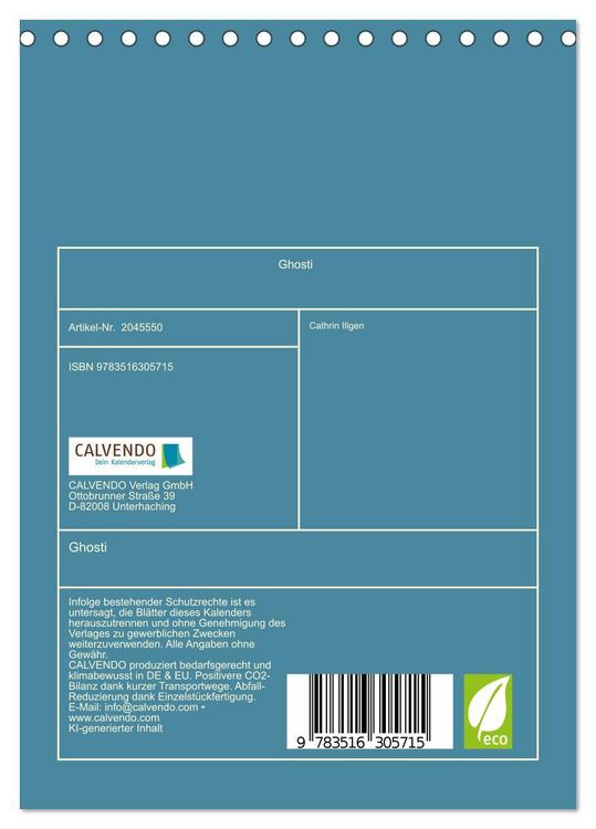 Produktbild: Ghosti (Tischkalender 2026 DIN A5 hoch), CALVENDO Monatskalender