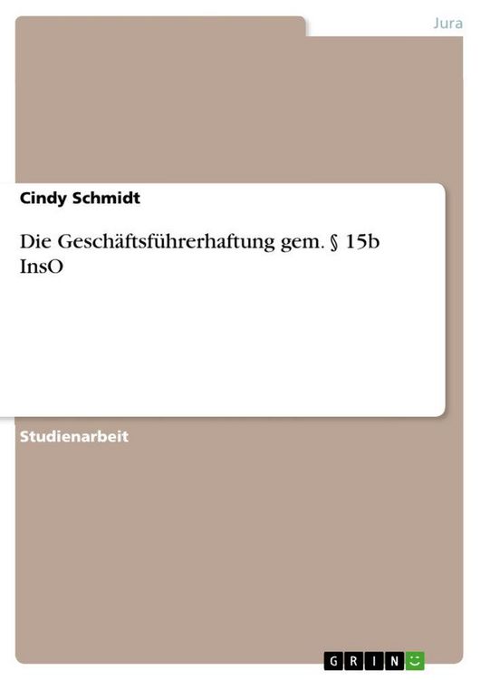 Produktbild: Die Gesch&auml;ftsf&uuml;hrerhaftung gem. &sect; 15b InsO