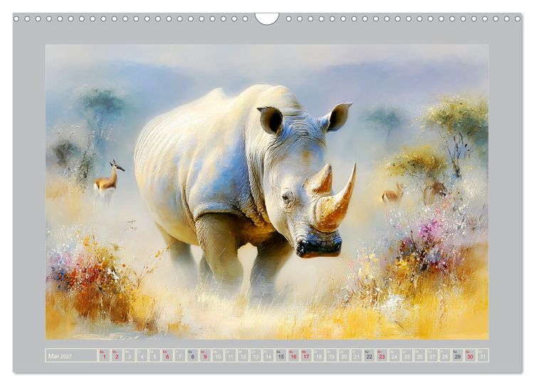Produktbild: Nash&ouml;rner. M&auml;chtige Rhinos in der Grassavanne (Wandkalender 2027 DIN A3 quer), CALVENDO Monatskalender