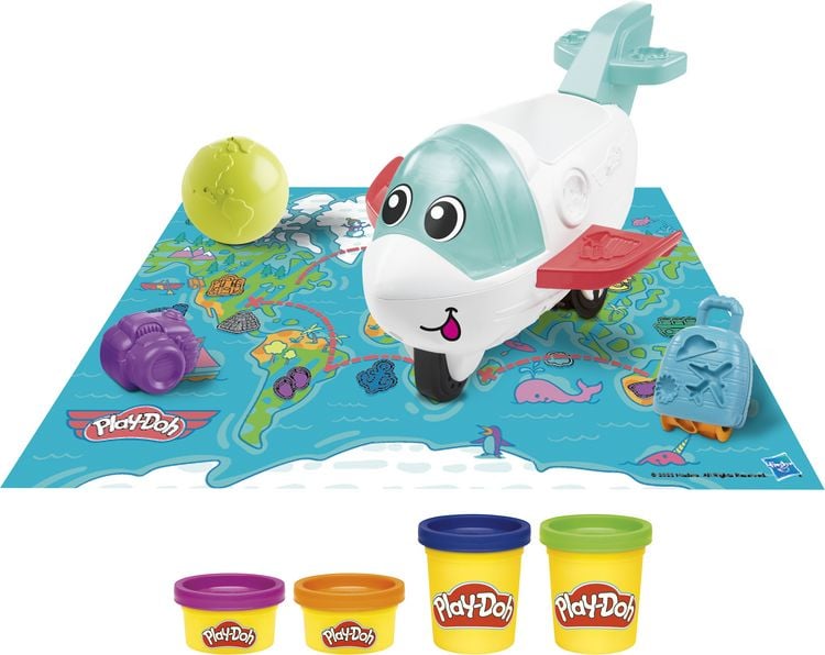 Produktbild: Hasbro F88045L0 - Play-Dop Flugi, mit dem Flugzeug auf Weltreise, Knete-Spielset