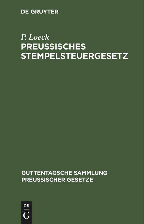 Produktbild: Preu&szlig;isches Stempelsteuergesetz
