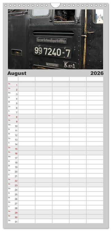 Produktbild: Familienplaner 2026 - Die Brockenbahn mit 5 Spalten (Wandkalender, 21 x 45 cm) CALVENDO