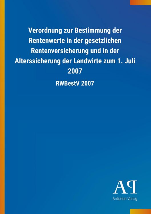 Produktbild: Verordnung zur Bestimmung der Rentenwerte in der gesetzliche