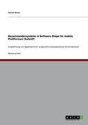 Produktbild: Recommendersysteme in Software Shops f&uuml;r mobile Plattformen (SwSmP)
