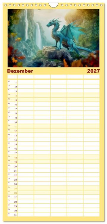 Produktbild: Familienplaner 2027 - Im Land der sch&ouml;nen Drachen mit 5 Spalten (Wandkalender, 21 x 45 cm) CALVENDO