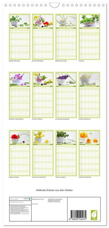 Produktbild: Familienplaner 2026 - Helfende Kr&auml;uter aus dem Garten mit 5 Spalten (Wandkalender, 21 x 45 cm) CALVENDO