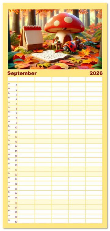 Produktbild: Familienplaner 2026 - Kleine K&auml;fer, gro&szlig;e Abenteuer: Ein Jahreskalender f&uuml;r Kinder mit 5 Spalten (Wandkalender, 21 x 45 cm) CALVENDO