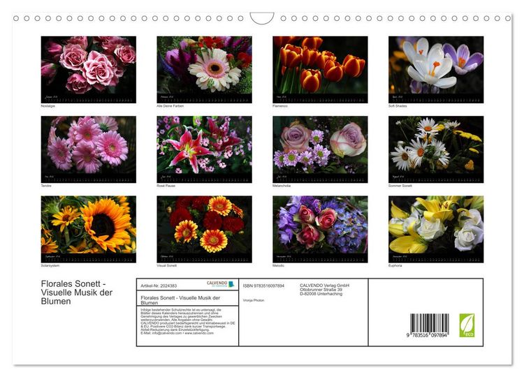 Produktbild: Florales Sonett - Visuelle Musik der Blumen (Wandkalender 2026 DIN A3 quer), CALVENDO Monatskalender