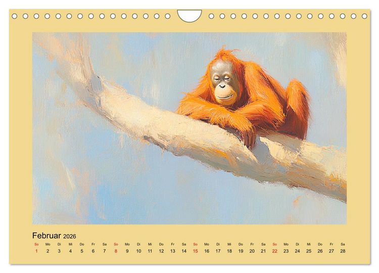 Produktbild: Majest&auml;tische Menschenaffen. Faszinierende Wesen in kunstvoller &Ouml;loptik (Wandkalender 2026 DIN A4 quer), CALVENDO Monatskalender