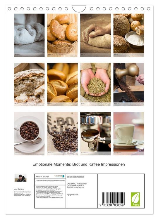 Produktbild: Emotionale Momente: Brot und Kaffee Impressionen (Wandkalender 2027 DIN A4 hoch), CALVENDO Monatskalender