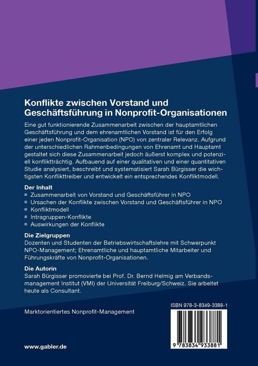Produktbild: Konflikte zwischen Vorstand und Gesch&auml;ftsf&uuml;hrer in Nonprofit-Organisationen
