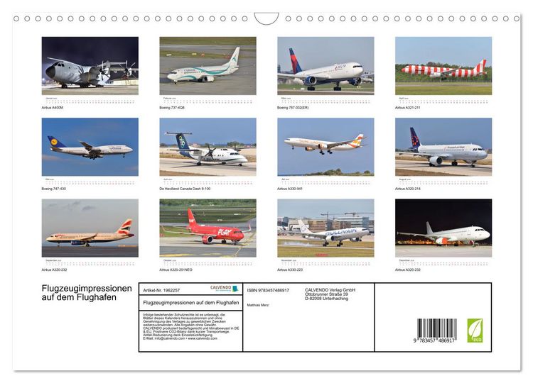 Produktbild: Flugzeugimpressionen auf dem Flughafen (Wandkalender 2026 DIN A3 quer), CALVENDO Monatskalender