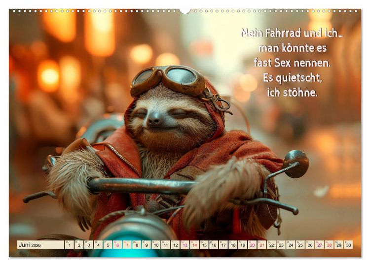 Produktbild: Faultier - Albtraum Sport (hochwertiger Premium Wandkalender 2026 DIN A2 quer), Kunstdruck in Hochglanz