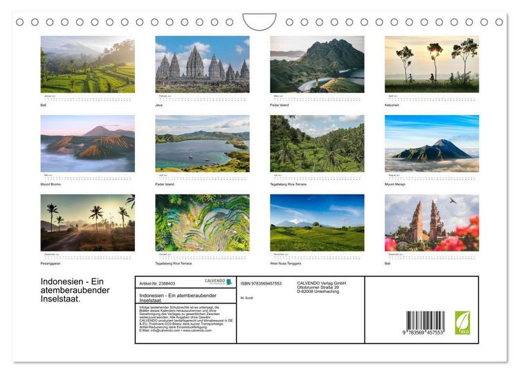 Produktbild: Indonesien - Ein atemberaubender Inselstaat. (Wandkalender 2027 DIN A4 quer), CALVENDO Monatskalender