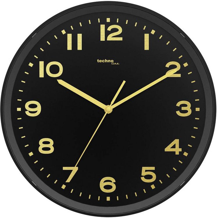Produktbild: Techno Line WT 8500-1 gold Funk Wanduhr 30cm x 41mm Schwarz