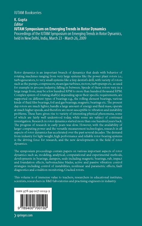 Produktbild: IUTAM Symposium on Emerging Trends in Rotor Dynamics