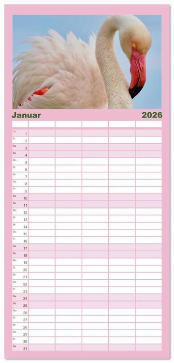 Produktbild: Familienplaner 2026 - The Power Of Pink mit 5 Spalten (Wandkalender, 21 x 45 cm) CALVENDO