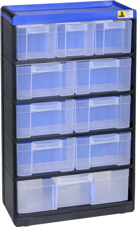 Produktbild: Allit 464640 Kleinteilmagazin VarioPlus Pro 53/21 (B x H x T) 300 x 525 x 135 mm Schwarz, Blau 1 St.