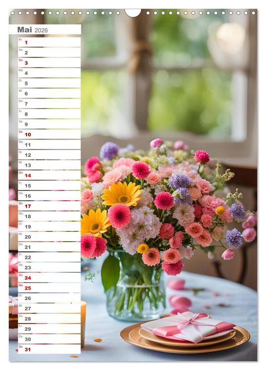 Produktbild: Festliche Momente - Ein Jahr mit KI Geburtstagen (Wandkalender 2026 DIN A3 hoch), CALVENDO Monatskalender