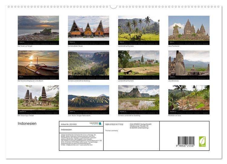 Produktbild: Indonesien (hochwertiger Premium Wandkalender 2026 DIN A2 quer), Kunstdruck in Hochglanz