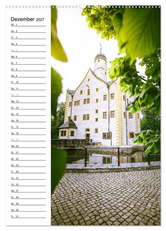 Produktbild: Sachsens Burgen und Schl&ouml;sser - Beschreibbarer Kalender mit Ortsangaben (Wandkalender 2027 DIN A2 hoch), CALVENDO Monatskalender